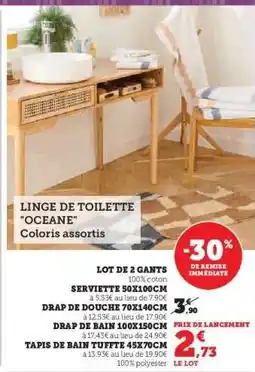 Hyper U LINGE DE TOILETTE OCEANE offre