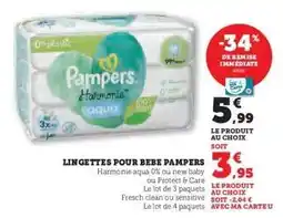 Hyper U Lingettes pour bébé Pampers offre