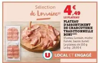 Hyper U Plateau d'assortiment de charcuterie traditionnelle Boni offre