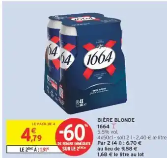 Intermarché 1664 BIÈRE BLONDE offre