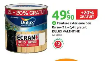 Mr Bricolage Peinture Extérieure Bois écran + 2 L + 0,4 L Gratuit Dulux Valentine offre