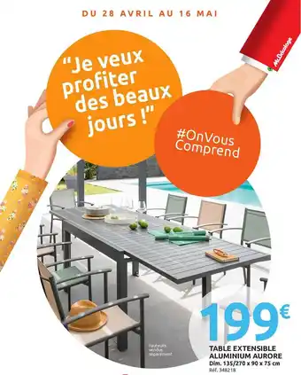 Mr Bricolage Table Extensible Aluminium Aurore offre