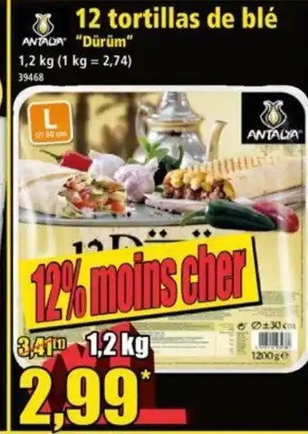 Norma 12 tortillas de blé offre