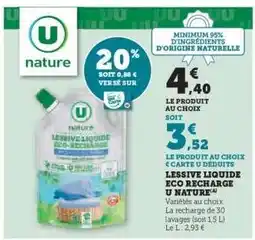 Super U Lessive Liquide Eco Recharge U Nature offre