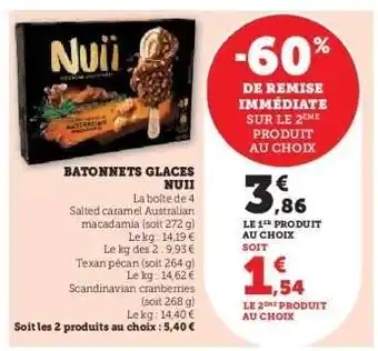 Hyper U Bâtonnets glacés Nuii offre