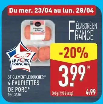 ALDI 4 Paupiettes De Porc offre