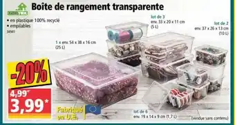 Norma Boîte de Rangement Transparente offre