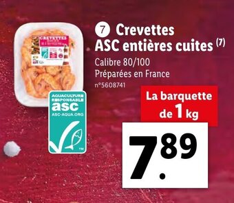 Lidl Crevettes ASC Entières Cuites offre