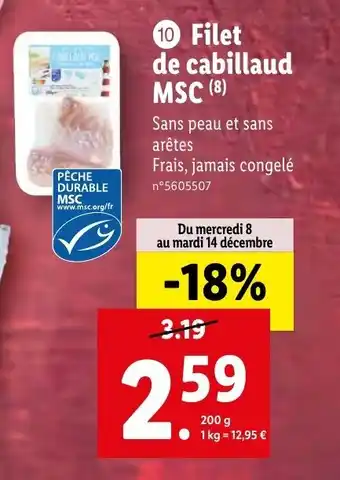 Lidl Filet de Cabillaud offre