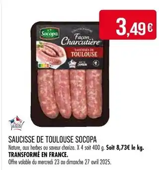 Match Socopa Saucisse de Toulouse offre