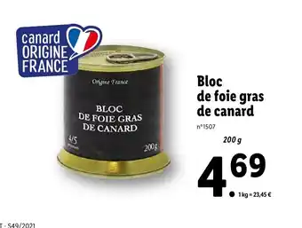 Lidl Bloc de Foie Gras de Canard offre
