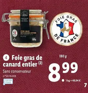Lidl Foie Gras de Canard Entier offre