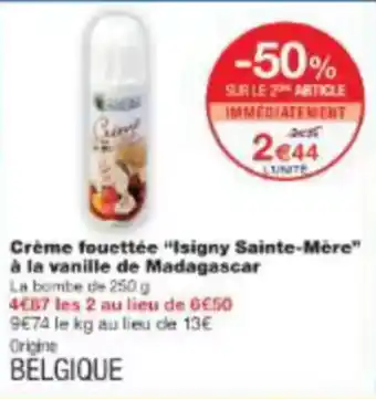 Monoprix Crème fouettée isigny sainte-mère à la vanille de madagascar offre
