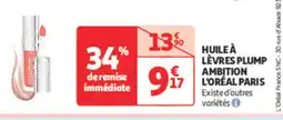 Auchan L'OREAL PARIS Huile à lèvres plump ambition offre