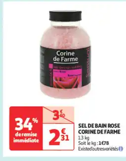 Auchan CORINE DE FARME Sel de bain rose offre