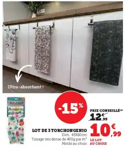 Hyper U Lot de 3 torchongenio offre