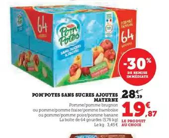 Hyper U Pom'potes sans sucres ajoutes offre