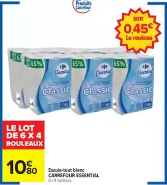 Carrefour Market CARREFOUR ESSENTIAL Essuie-tout blanc offre