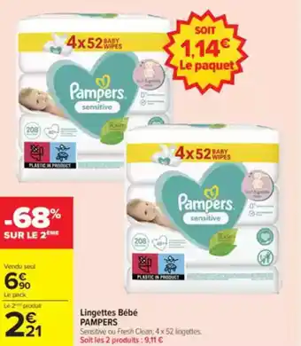 Carrefour Market PAMPERS Lingettes Bébé offre