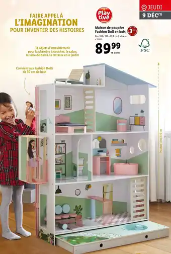Lidl Maison de Poupées Fashion Doll En Bois offre