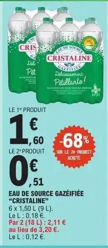 E.Leclerc Eau de Source Gazéifiée 'Cristaline' offre
