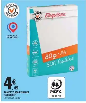 E.Leclerc RAMETTE 500 FEUILLES ESQUISSE offre