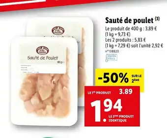 Lidl Sauté de poulet offre