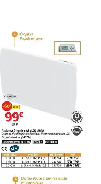 Bricorama Radiateur à Inertie Sèche Lcd Jarpa offre