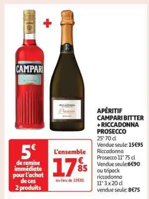 Auchan Apéritif Campari Bitter + Riccadonna Prosecco offre