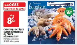 Auchan Crevettes Entières Cuites Réfrigérées Ou Crues Décongelées offre
