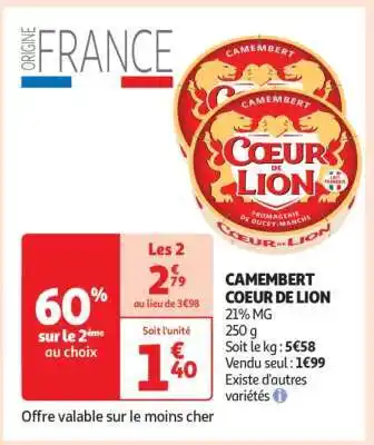 Auchan Camembert Coeur De Lion offre