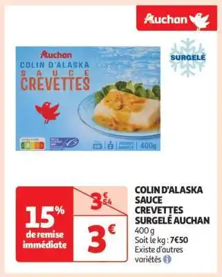 Auchan Colin D'alaska Sauce Crevettes Surgelé Auchan offre