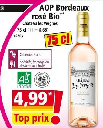 Norma Aop bordeaux rosé bio château les vergnes offre