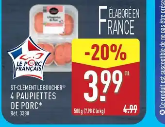 ALDI ST-CLÉMENT LE BOUCHER 4 paupiettes de porc offre
