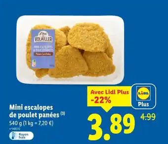 Lidl L'étal du volailler Mini escalopes de poulet panées offre