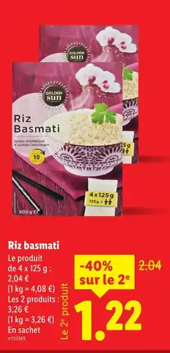 Lidl GOLDEN SUN Riz basmati offre