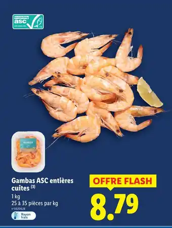 Lidl ASC Gambas entières cuites offre