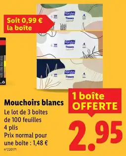 Lidl FLORALYS Mouchoirs blancs offre