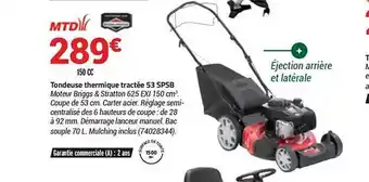 Bricorama Tondeuse Thermique Tractée 53 Spsb Mtd offre