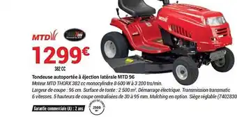 Bricorama Tondeuse Autoportée à éjection Latérale Mtd 96 offre
