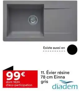 BUT Évier résine 78 cm einna gris offre