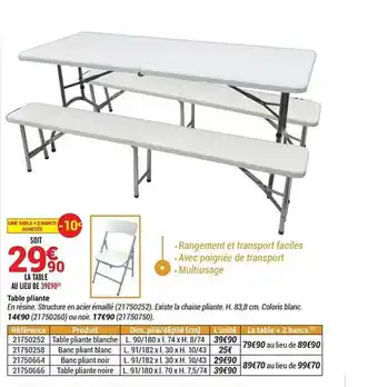Bricorama Table Pliante offre
