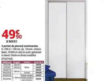 Bricorama 2 Portes De Placard Coulissantes offre
