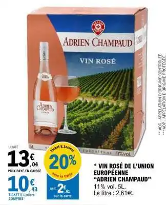 E.Leclerc Vin Rosé de l'Union Européenne 'Adrien Champaud' offre