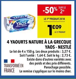 Supeco YAOS - NESTLÉ 4 yaourts nature à la grecque offre