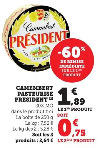 Bi1 Camembert pasteurise president offre