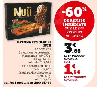 Super U NUII Bâtonnets glacés offre