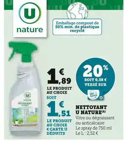 Super U U NATURE Nettoyant offre