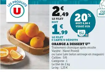 U Express U Orange à dessert offre