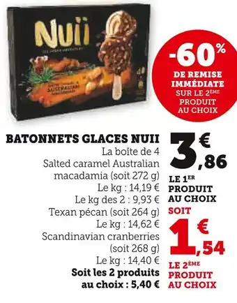 U Express NUII Batonnets glaces offre